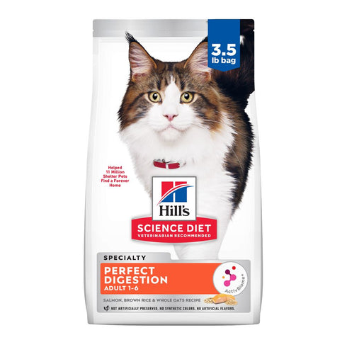 Hill's Science Diet Adult Perfect Digestion Salmon Brown Rice Whole Oats Dry Cat Food 3.5lb - Poudre Pet & Feed Supply